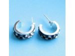 Cerceii sunt din argint 925, au cristale albe si negre tip Swarovski, greutate aproximativa 4,34 gr. - Promotii bijuterii argint #1