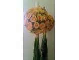 Lumanare cununie glob trandafiri somon - Rossemary Design #9