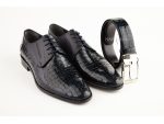 Pantofi ginere, piele sarpe, albastrii, Narman - Costume de mire la reducere! #6